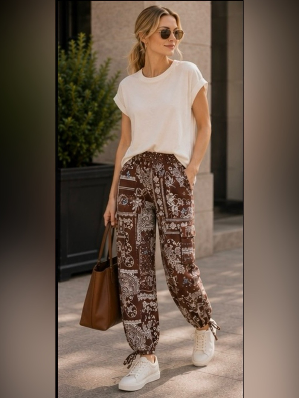 NWT Cinq à Sept Bandana Print Crystal Embellished Cargo Trousers Size 6
